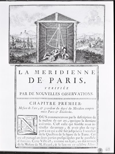 Portada del primer capítulo de La Meridienne de Paris por Cesar-Francois Cassini de Thury, 1744 de French School
