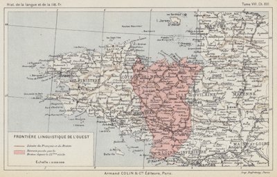 Frontera lingüística occidental (litografía en color) de French School