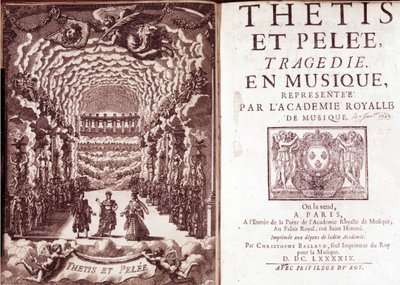 Frontispicio de "Thetis y Peleo tragedia en música representada por la Real Academia de Música" de French School