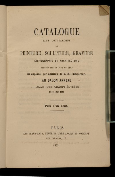 Frontispicio para el catálogo del Salon des Refuses, 1863 de French School