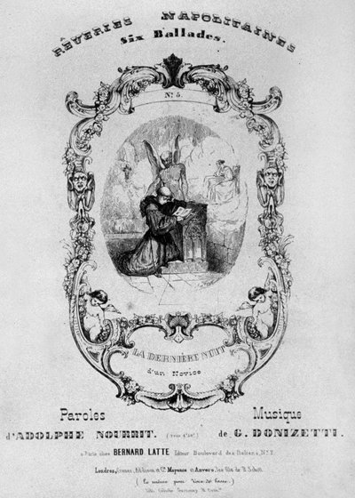 Frontispicio para la partitura musical de Reveries Napolitaines, 6 baladas de Gaetano Donizetti con letras de Adolph Nourrit, 1838 de French School
