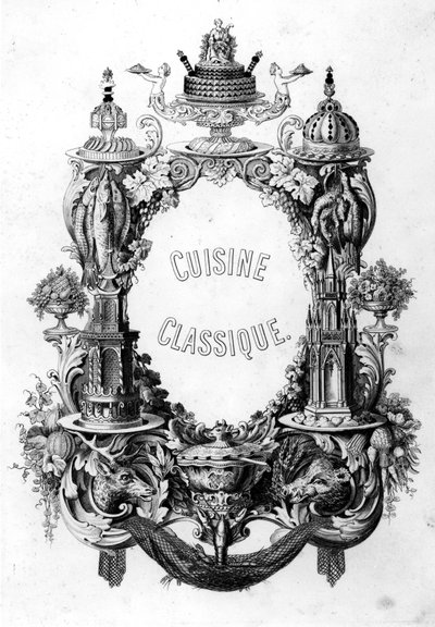 Frontispicio de Cuisine Classique por Urbain Dubois y Emile Bernard, edición publicada en 1899 de French School