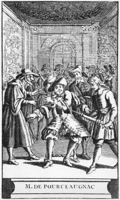 Ilustración del frontispicio de Monsieur de Pourceaugnac por Molière, c.1669 de French School