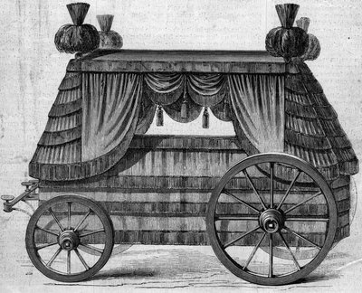 Carro funerario del Emperador Napoleón I (1769-1821) a Santa Helena ofrecido por la Reina de Inglaterra Victoria I a Napoleón III en 1858. Grabado en 
