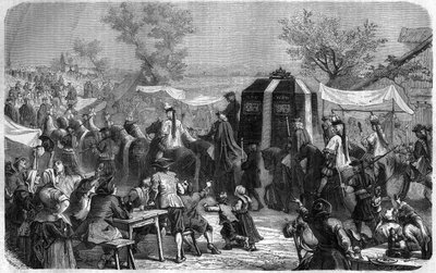 Funeral de Luis XIV en 1715. Grabado en "Histoire des Papes-Rois-Queen and Empereurs a travers les siècles" por Maurice Lachatre. de French School