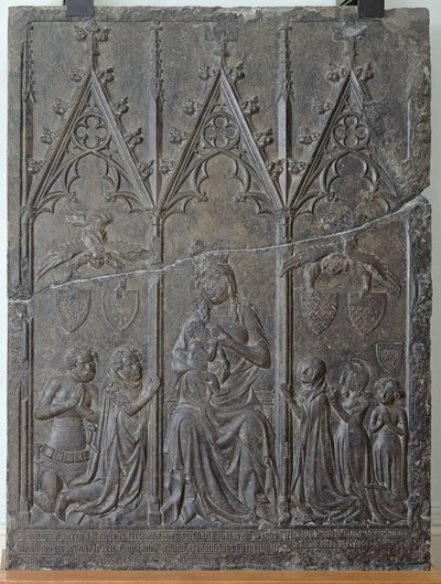 Estela funeraria de la familia Sacquespee, del cementerio de San Nicasio en Arras, 1376 de French School