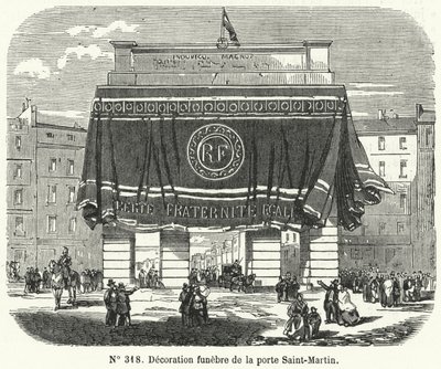 Decoración funeraria de la Porte Saint-Martin en honor a las víctimas del levantamiento de los Días de Junio, París de French School