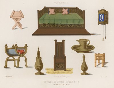 Muebles y varios objetos de la Francia del siglo XIV de French School