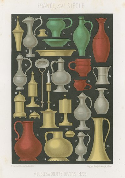 Muebles y varios objetos de los siglos XII y XIII de French School