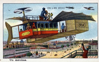 Días futuros: Una visión del siglo XIX del año 2000 - Serie “En el año 2000”: un aerobus - Cromolitografía de Villemard de French School