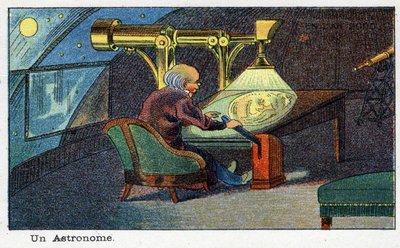 Futuredays: Una visión del siglo XIX del año 2000 - Serie: Un astrónomo (trabajando con un telescopio particular) de French School