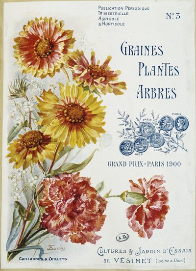 Gaillardes y claveles - Portada de la revista "Semillas Plantas Árboles", No. 3 de French School