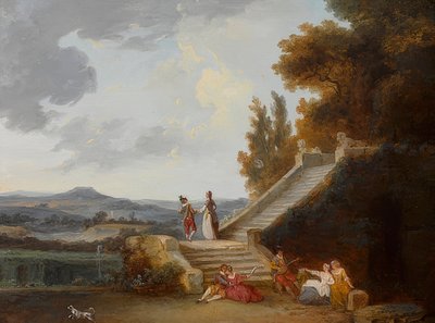 Sociedad galante en paisaje de parque de French School