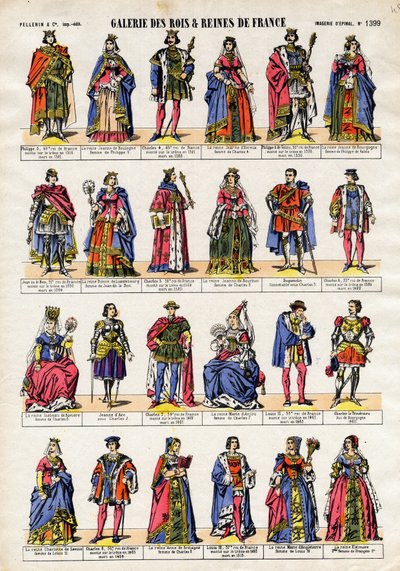 Galería de Reyes y Reinas de Francia desde Felipe V hasta la Reina Leonor. de French School