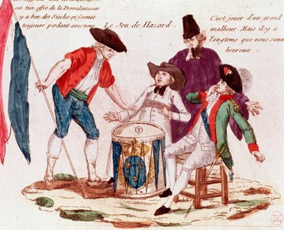 Juego de azar jugado por los Tres Estados (clero, tercer estado y nobleza) (grabado, finales del siglo XVIII) de French School