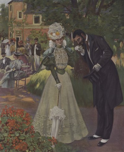 Fiesta en el jardín. Ilustración de la portada de Le Figaro Illustré, abril de 1897 de French School