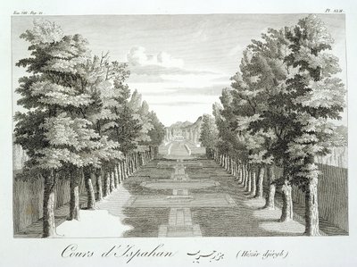 Jardines en Tshehar-Bagh, Isfahan, de Voyages du Chevalier Chardin en Perse, et autres Lieux de l