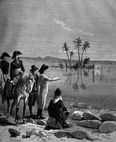 Gaspard Monge, Conde de Peluse (1746 - 1818), matemático francés durante la campaña de Egipto (1798-1801) observó el fenómeno del espejismo de French School