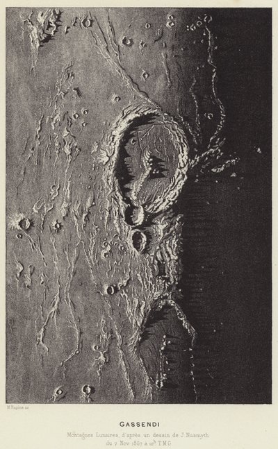 Gassendi, Montañas Lunares (litografía) de French School