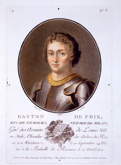 Gastón de Foix, Duque de Nemours, de Retratos de grandes hombres, mujeres ilustres y sujetos memorables de Francia, publicado 1787-92 de French School