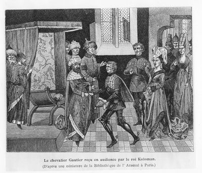 Gautier recibido por el Rey Koloman de Hungría (grabado) de French School