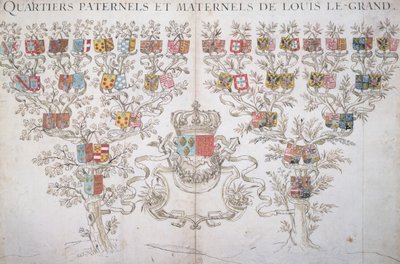 Genealogía de Luis XIV (1638-1715) mostrando su derecho a la corona de Francia, 1643 de French School