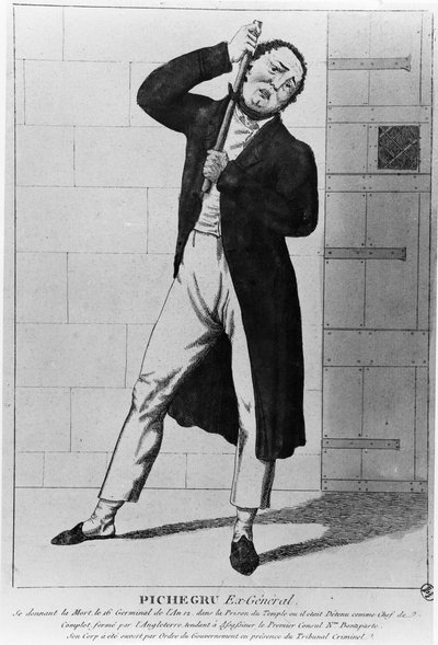 El General Charles Pichegru (1761-1804) estrangulándose en el Templo de French School