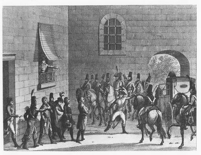 El General Dumouriez arrestando a los representantes de la Convención (grabado) de French School