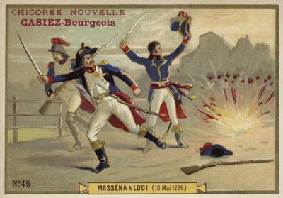 El General Massena en la Batalla de Lodi, Italia, 10 de mayo de 1796 de French School