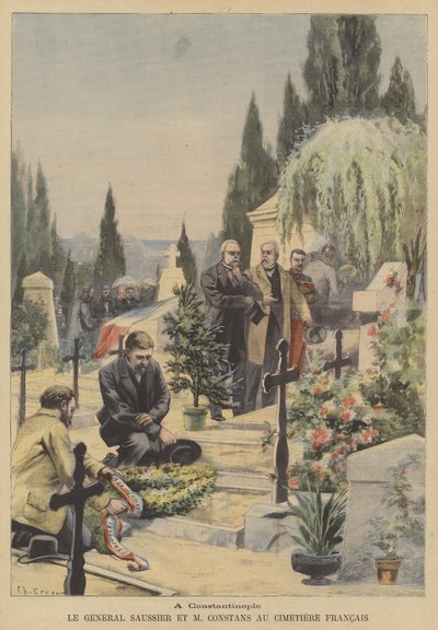 General Saussier y el embajador francés Ernest Constans en el cementerio francés en Constantinopla de French School