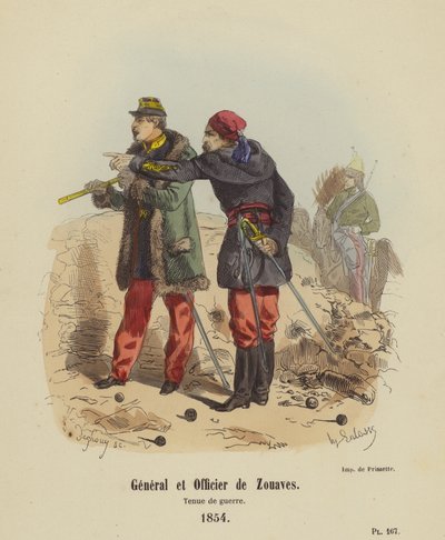 General y oficial de zuavos, uniforme de guerra de French School