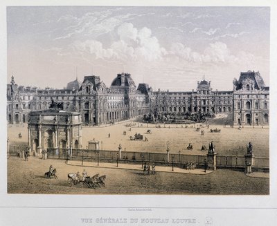 Vista general del nuevo Louvre: Arco del Carrusel - Grabado del siglo XIX de French School
