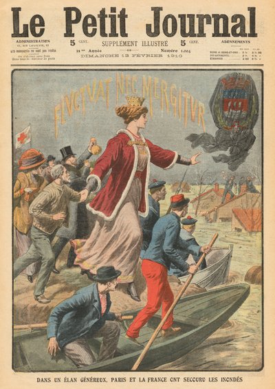 Generosidad de la Ciudad de París y Francia en el rescate de las víctimas de las inundaciones, ilustración de 
