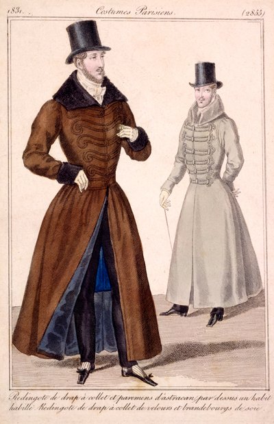 Abrigos de invierno para caballeros, de Costumes Parisiens 1779 de French School