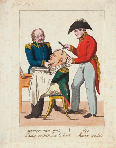 Caballeros, ¿qué usan para afeitar mi barba? Navaja inglesa, señor de French School