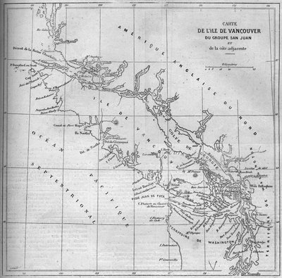 Mapa geográfico de la Isla de Vancouver de French School