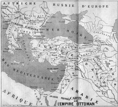 Mapa geográfico del Imperio Otomano en 1860. Grabado en “Le Monde Illustré” n°173 del 4 de agosto de 1860 de French School