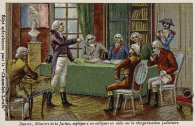 Georges Danton, Ministro de Justicia, explicando sus ideas sobre la reorganización judicial a sus colegas, 1792 de French School