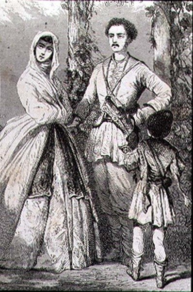Trajes Georgianos en la década de 1860 de French School