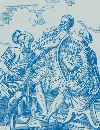 Músicos alemanes tocando el laúd y la guitarra de French School