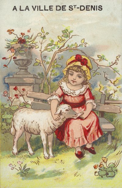 Niña acariciando cordero de French School