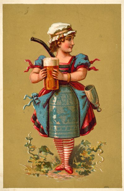 Niña sosteniendo un gran vaso de cerveza de French School