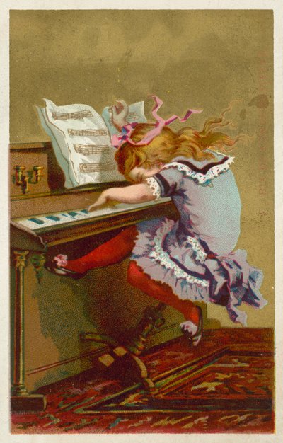 Niña tocando un piano de French School