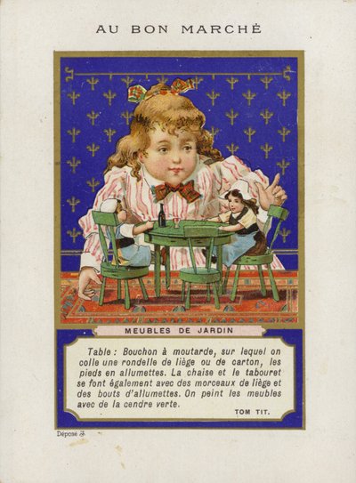 Niña jugando con muñecas y muebles en miniatura, Meubles De Jardin de French School