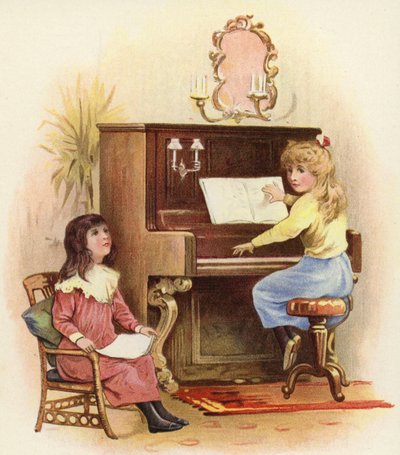 Niñas en y junto al piano de French School
