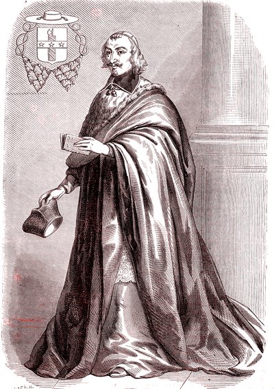 Giulio Raimondo Mazzarino, cardenal y diplomático francés de origen italiano.1865 (grabado) de French School