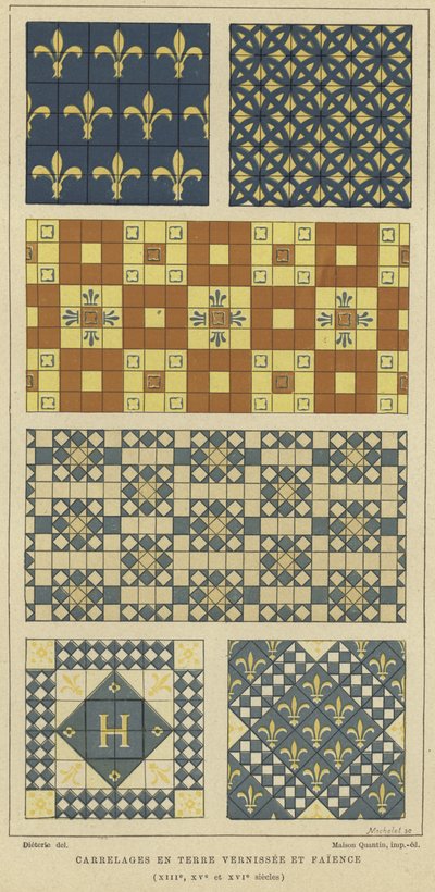 Azulejos de loza vidriada y faience, siglos XIII, XV y XVI de French School