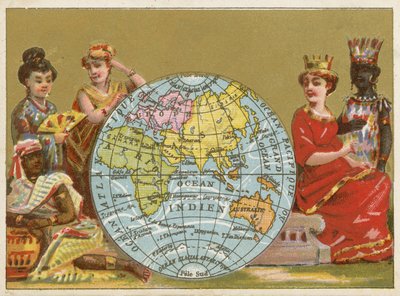 Globo - tarjeta comercial francesa del siglo XIX de French School