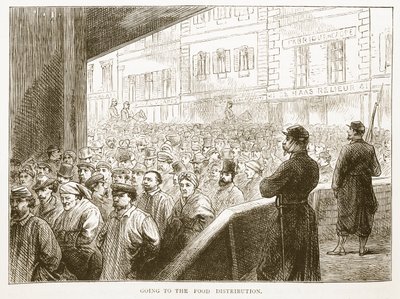 Yendo a la distribución de alimentos, ilustración de la Historia de la Guerra entre Francia y Alemania de Cassell, 1870-1871 de French School