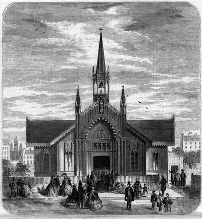 Arquitectura gótica: vista de la fachada de la iglesia de Sainte Marie des Champs, París. de French School